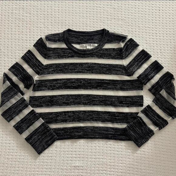 Guess Brand Striped Semi-sheer Metallic Shimmer Long Sleeve Top Size Large - Picture 8 of 8
